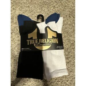 True Religion men’s 8 pack Half cushion crews 10-13 shoes size 8-12 Black White